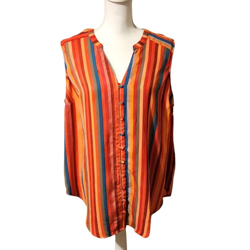 Torrid Sleeveless Top V Neck Multicolor Stripe Womens Size 2X /Torrid 2